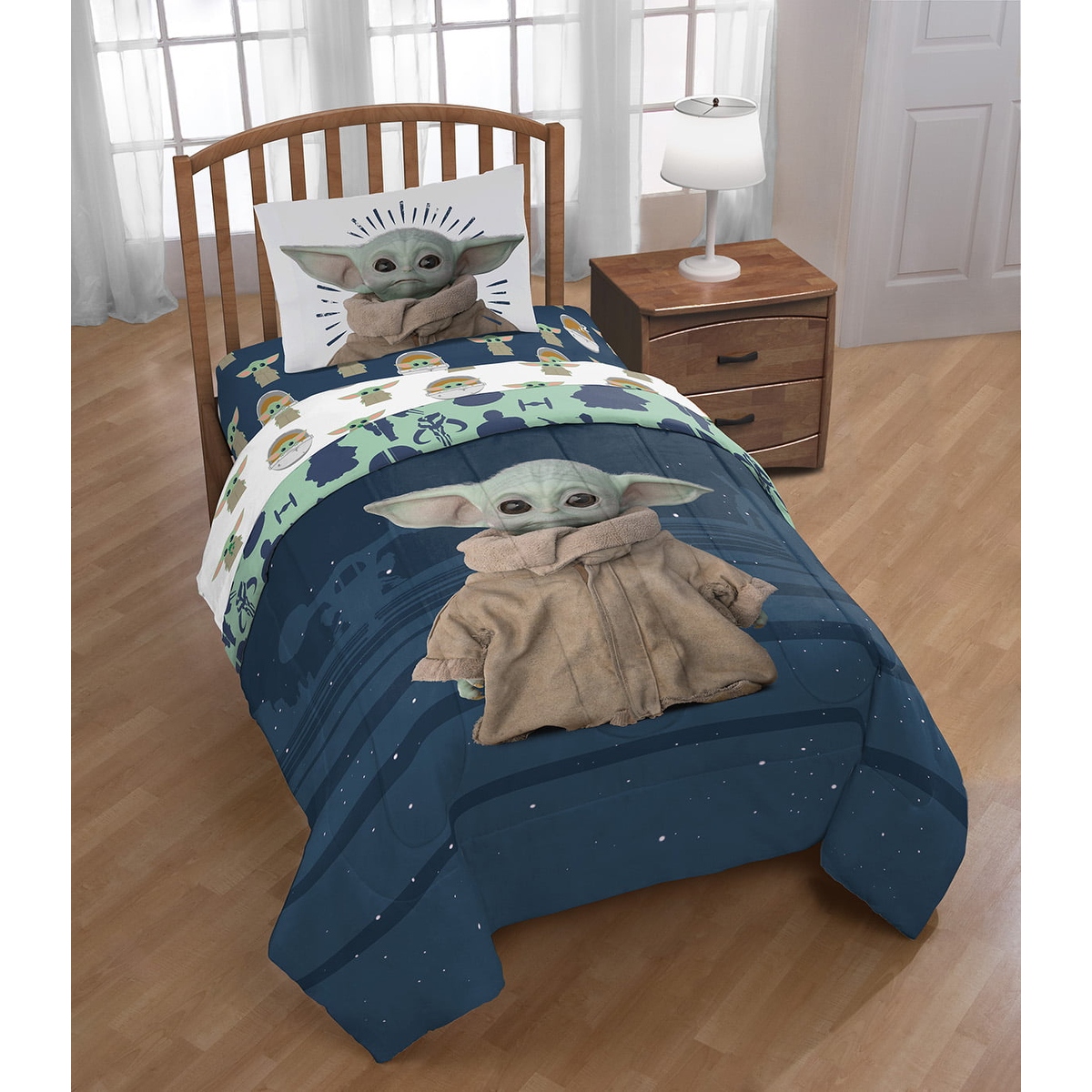 Baby Yoda Full Bed Set 100 Microfiber Navy Blue The Mandalorian